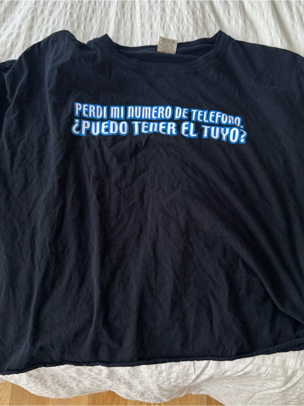 Black Graphic Tee with Spanish Text